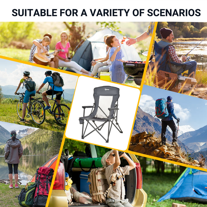 Heavy-Duty Folding Camp Chair with Cup Holder - Supports up to 136kg, Ideal for Outdoor Activities - Great for Campers, Festival-Goers & Beach BBQ Enthusiasts