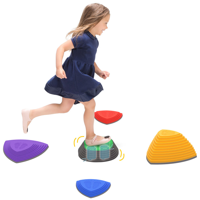 Kids Balance River Stones - 5-Piece Stepping Stone Set for Sensory Play and Obstacle Courses - Indoor & Outdoor Stackable, Non-Slip Training Equipment for Children