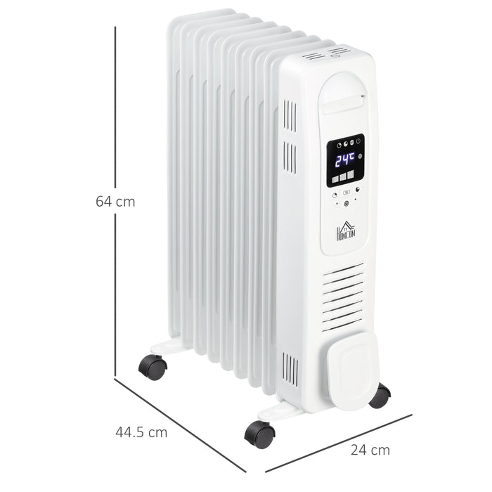 2180W Digital Oil Filled Radiator Heater - 9 Fin Portable Electric Appliance with LED Display and 3 Heat Settings - Includes Safety Cut-Off and Remote Control for Easy Use