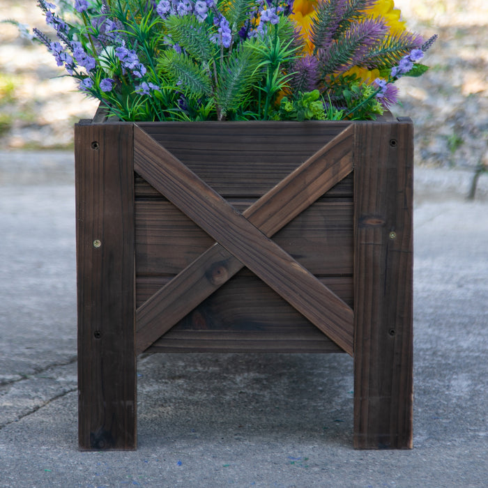 Outdoor Garden Bed Planter - Fir Wood Raised Container for Plants, Flowers & Vegetables - Ideal for Patio Spaces 100x36.5x36 cm