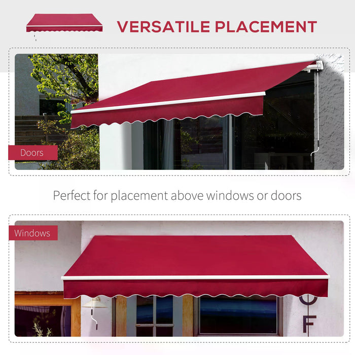 Manual Retractable Garden Awning - 3.5 x 2.5M Patio Sun Shade Shelter in Wine Red with Winding Handle - Outdoor Comfort & UV Protection for Homeowners