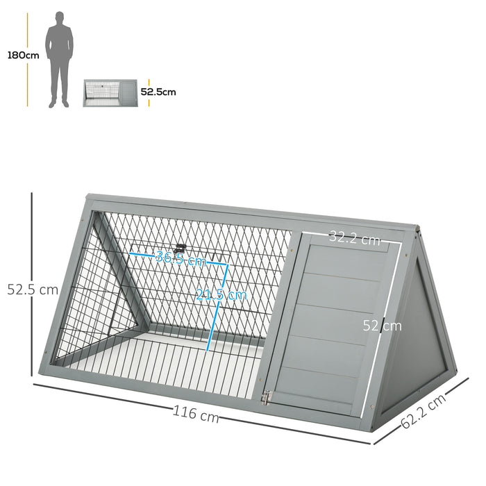 Outdoor Wooden Rabbit Hutch - Small Animal Cage with Outside Run Area - Ideal for Pet Rabbits and Small Pets Shelter in Grey