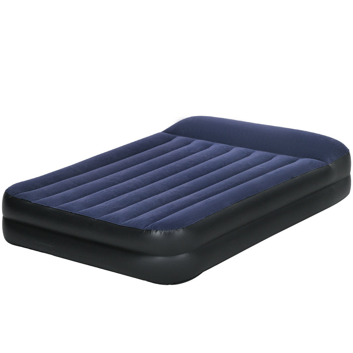 Queen Size Inflatable Air Mattress with Built-in Pump - Deluxe Comfort Design with Integrated Head Support - Ideal for Home Guest Bed or Camping Comfort