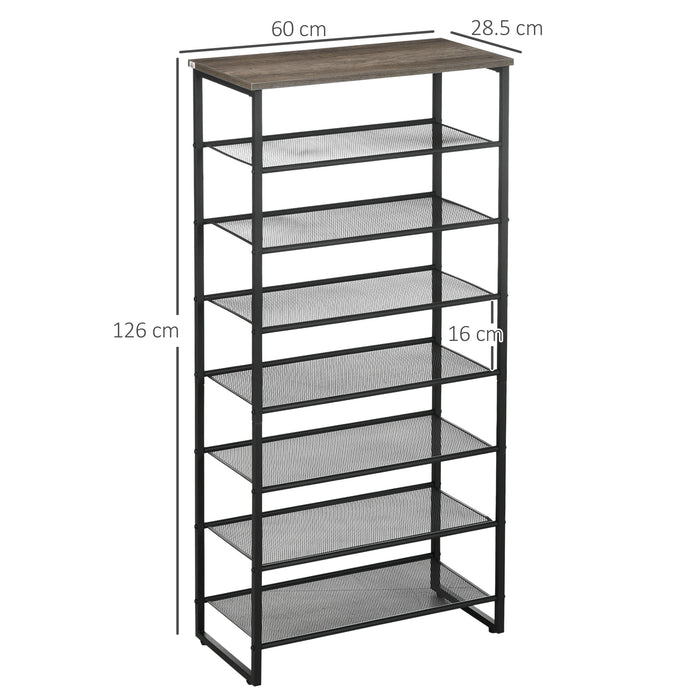 8-Tier Mesh Shoe Rack Organizer - Free Standing Storage Shelf for 21-24 Pairs, Entryway Shoe Tower - Ideal for Home Organization in Black and Grey