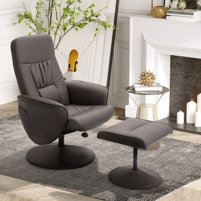 Luxurious Brown Executive Recliner Chair with High Back and Footstool - Comfortable Armchair Lounge Seat for Relaxation - Ideal for Office and Home Use