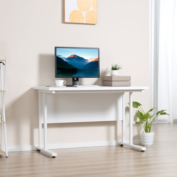 Home Office Writing Desk - Spacious 120x60x75cm Computer Table with Dual Cable Management, C-Shaped Metal Legs - Ideal for Workstation Setup, Laptop Users