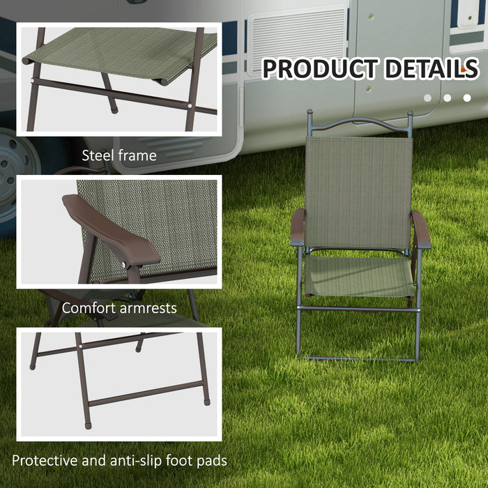 Folding Patio & Camping Chair Duo - Sports Chairs with Armrests and Mesh Fabric Seating - Perfect for Adults, Outdoor Lawn Relaxation