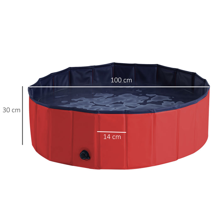 Foldable Dog Pool - Sturdy Φ100x30H cm Portable Bathing Tub for Pets - Ideal for Outdoor Summer Fun and Cooling Down