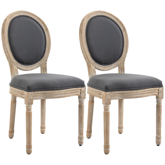 French-Style Dining Chairs - Set of 2 Armless Accent Chairs with Linen Upholstery and Supportive Backrest - Stylish Seating for Kitchen or Dining Room