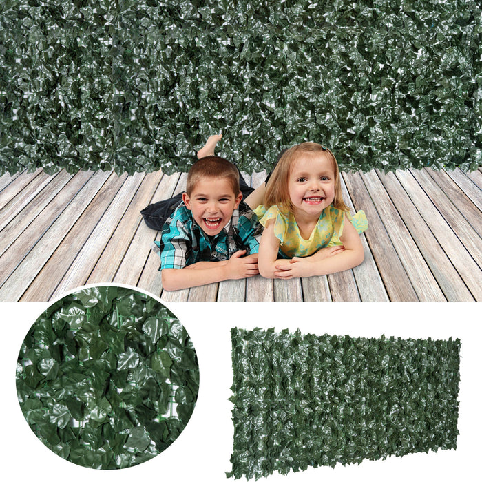 Artificial Leaf Privacy Screen Panel - Dark Green Foliage Wall, 2.4x1m - Ideal for Garden Decoration and Privacy Enhancement