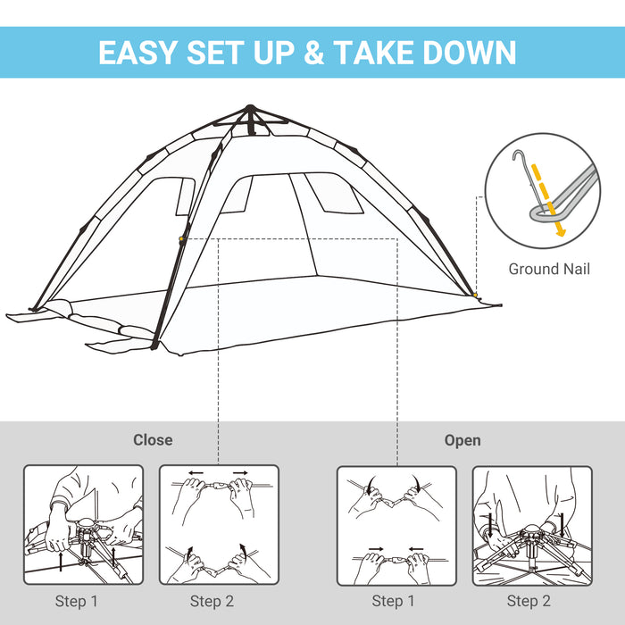 UV-Protective Pop-up Beach Tent for 1-2 People - Sun Shade Shelter with Ventilation and Waterproof Features - Ideal for Outdoor Enthusiasts Seeking Sun Protection