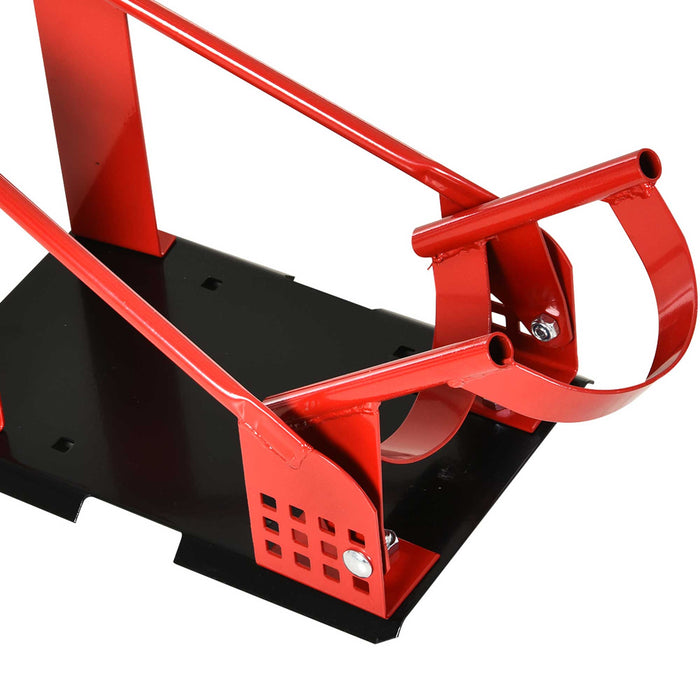 Steel Motorcycle Wheel Chock - Freestanding, Secure Bike Stability in Red - Ideal for Maintenance and Storage Stability