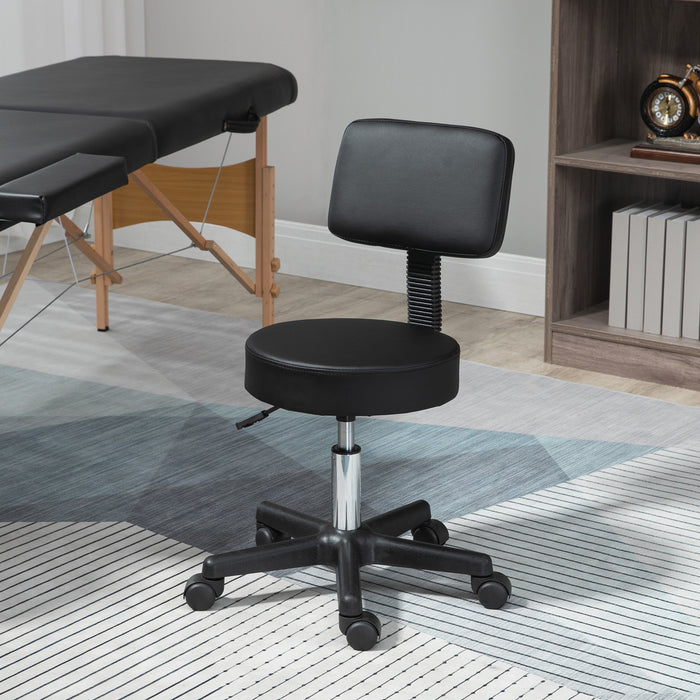 Swivel Salon Chair - Padded Back, 5-Wheel Base, Height-Adjustable for Hairdressers, Tattoo Artists, Spa Use - Comfortable Rolling Chair for Professional Salons and Studios