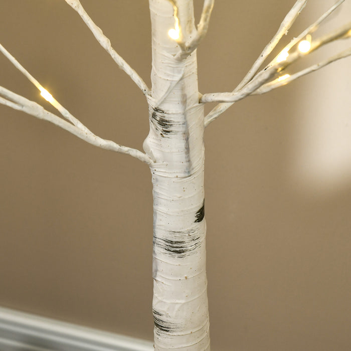 5ft Artificial White Birch Tree Light - 96 Warm White LED Illumination - Ideal for Indoor Ambiance & Covered Outdoor Settings