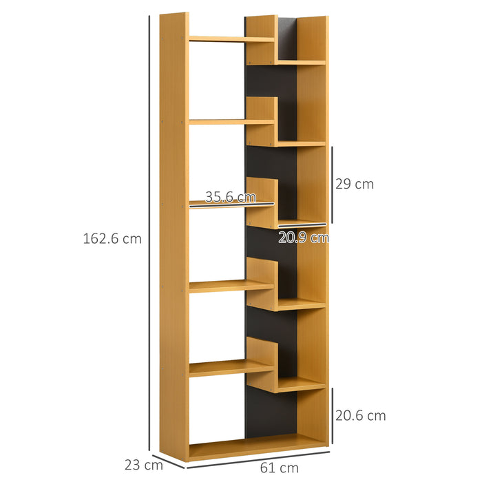 6-Tier Bookshelf - Contemporary Bookcase with Eleven Open Shelves - Stylish Freestanding Storage for Home Office and Study Spaces