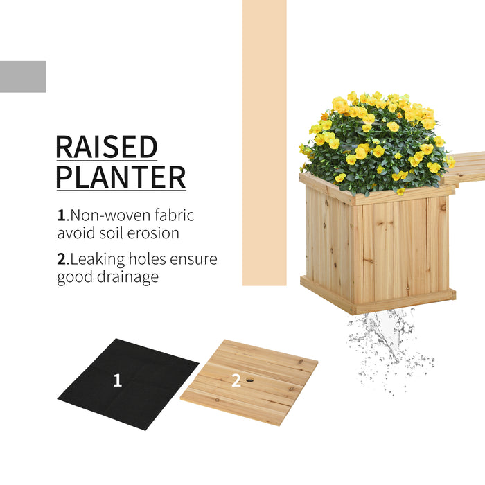 Wooden Garden Planter-Bench Combo - Raised Bed for Patio and Park Landscaping - Ideal for Outdoor Seating and Planting