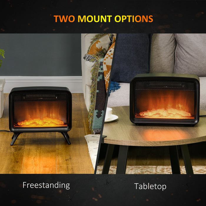 Electric Fireplace Heater with LED Ambiance - Freestanding or Tabletop, Overheat Safety Feature, Dual Heat Modes 800W/1600W - Cozy Home Heating Solution