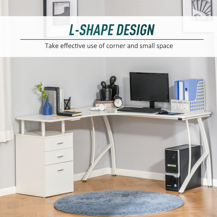 L-Shaped Corner Desk - Industrial Style Home Office Workstation with Storage Drawer - Space-Saving Table for Professionals and Students