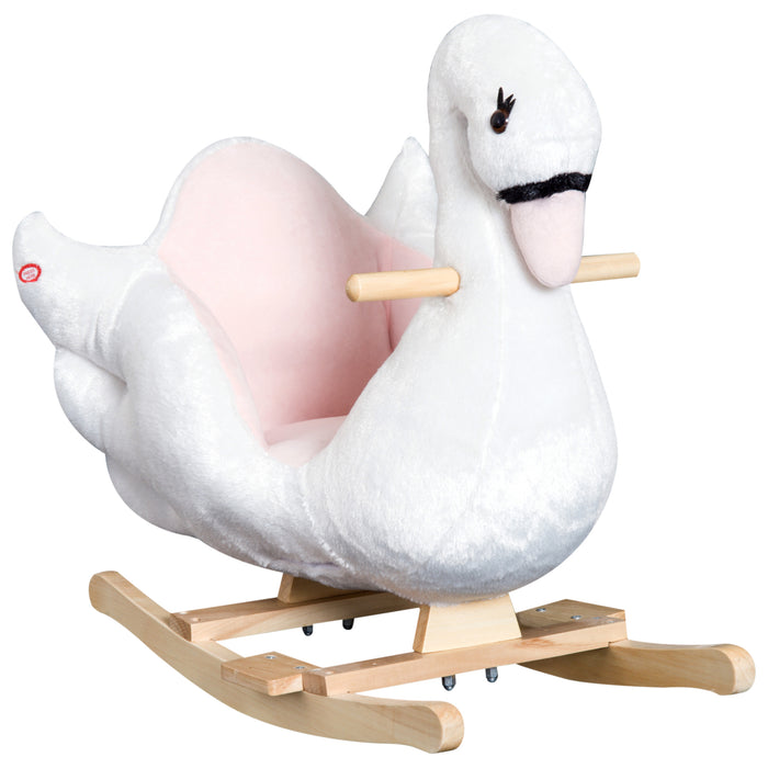 Swan-Themed Rocking Horse - Wooden Kids' Ride-On with Plush Finish and Musical Features - Perfect for Toddler Entertainment and Play