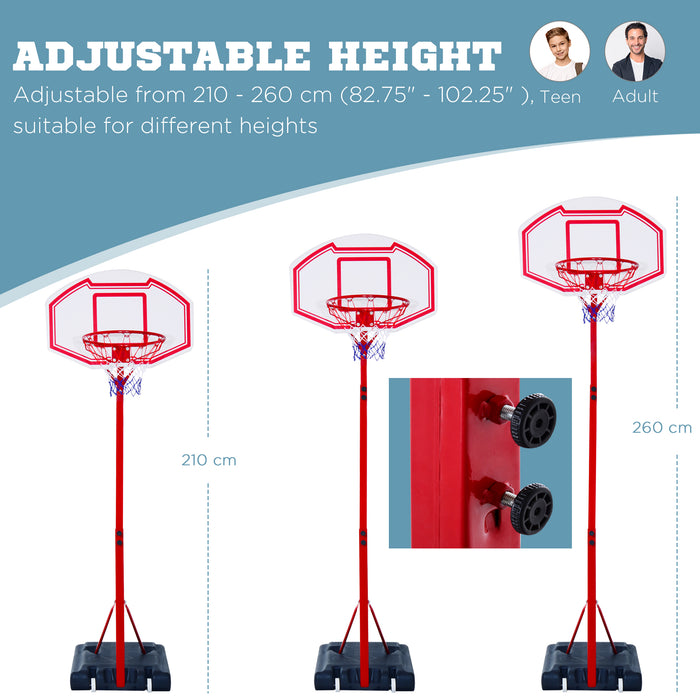 Steel Basketball Stand with Height-Adjustable Hoop and Red Backboard - Durable Outdoor Basketball System for All Ages - Perfect for Practice and Pickup Games