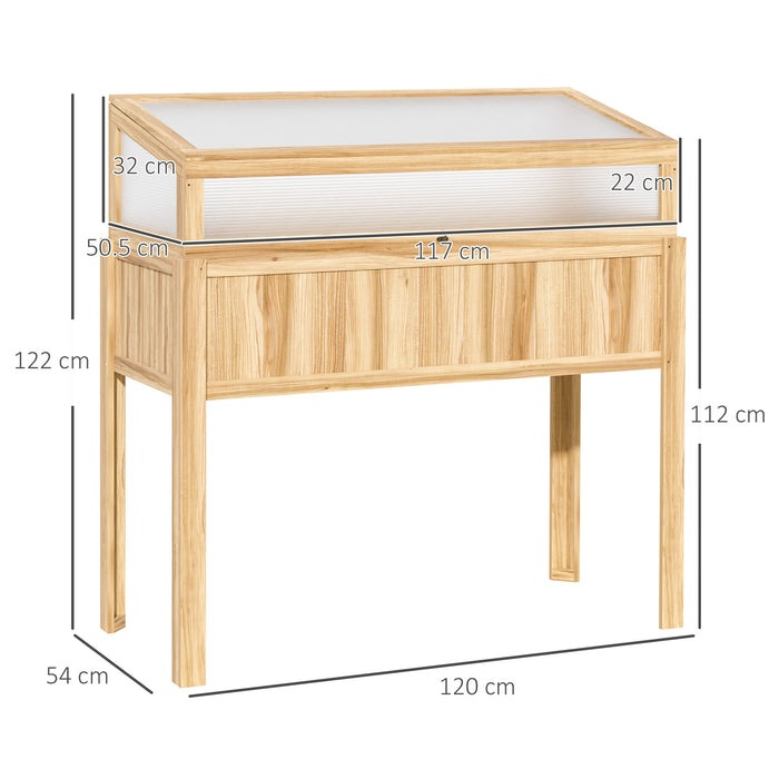 Raised 2-in-1 Wooden Cold Frame Greenhouse - Elevated Raised Garden Bed with Openable Lid for Easy Access - Ideal for Growing Flowers, Vegetables, and Plants Outdoors