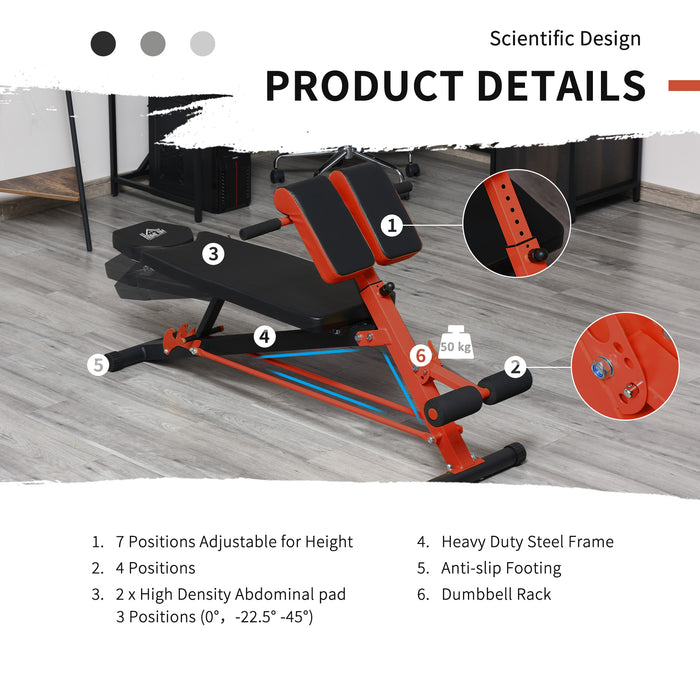 HyperFitness Multi-Workout Bench - Adjustable Dumbbell Bench for Indoor Fitness, Weights, Sit-Ups, Decline and Flat Exercises - Ideal for Full Body Strength Training and Core Development