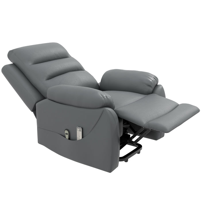 Luxurious PU Leather Electric Power Lift Recliner - Elderly-Friendly Chair with Vibration Massage and Side Pockets - Comfort and Support for Seniors