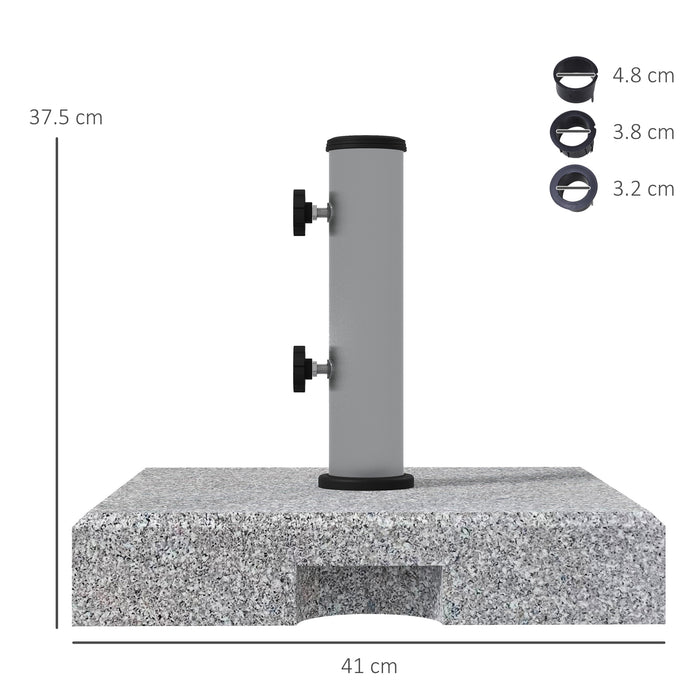 Granite 28kg Square Parasol Base with Wheels - Heavy-Duty, Stainless Steel Tube, Retractable Handle, Grey - Stable Support for Outdoor Umbrellas