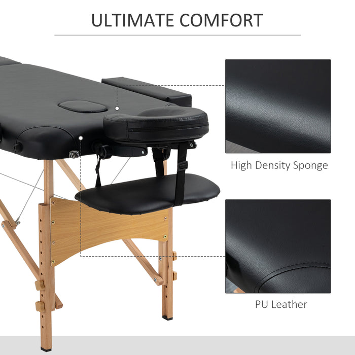 Folding Spa Beauty Massage Table - Portable 2-Section Therapeutic Bed with Carry Bag, Sturdy Wooden Frame - Ideal for Mobile Massage Therapists and Home Spa Enthusiasts