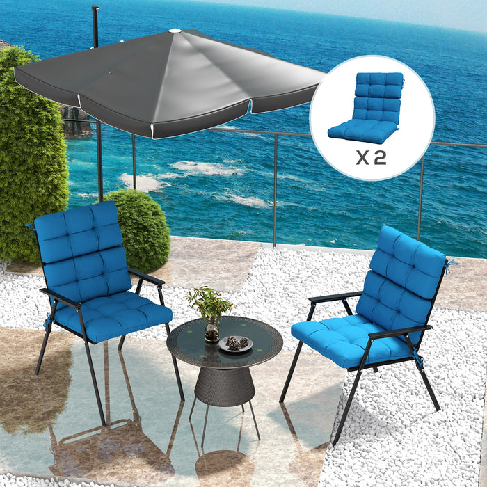 2-Piece Seat and Backrest Cushion Set - Garden Patio Chair Comfort Upgrade with Secure Ties - Ideal for Outdoor Seating Enhancement in Turquoise Green