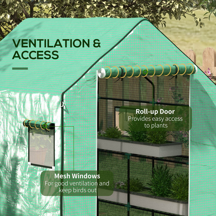 Walk-in Greenhouse PE Replacement Cover with Roll-Up Door - 140 x 143 x 190cm, Green with Windows - Ideal for Plant Protection & Extended Growing Season