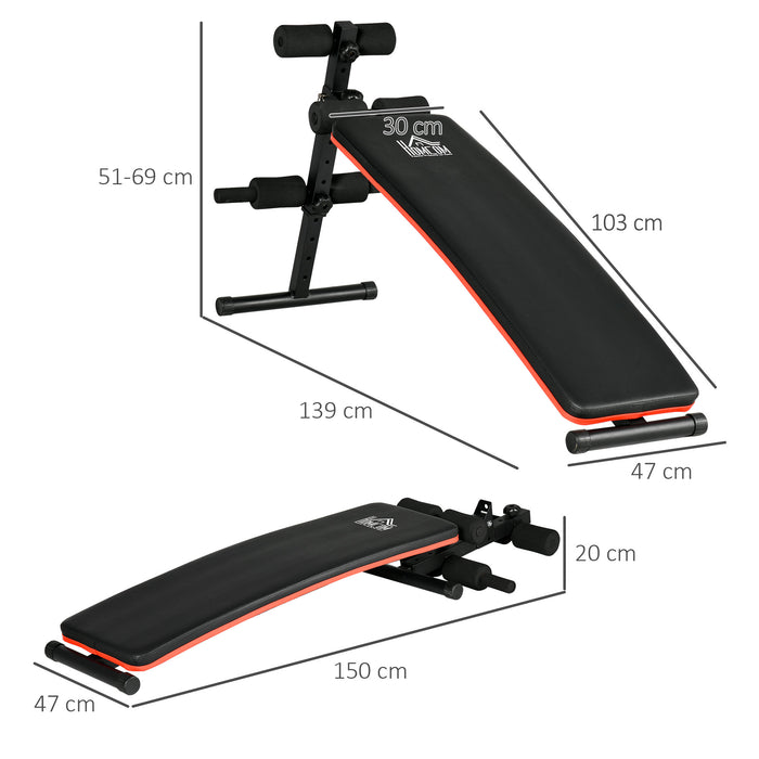 Foldable Steel Home Sit-Up Bench - Red and Black Gym-Quality Equipment - Ideal for Core Workouts and Abdominal Training