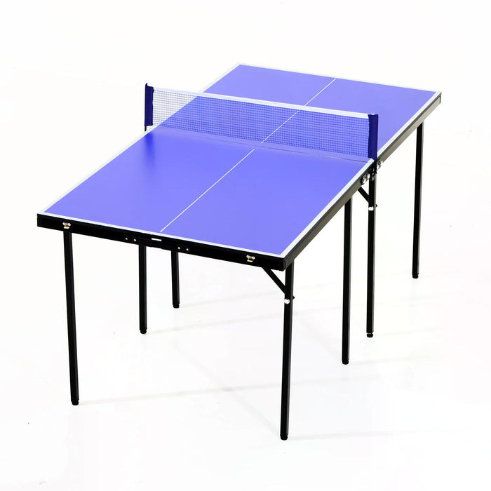 Compact Folding Table Tennis Set - Mini Professional Ping Pong Table with Net, Blue - Ideal for Games, Sports Training & Quick Play Spaces