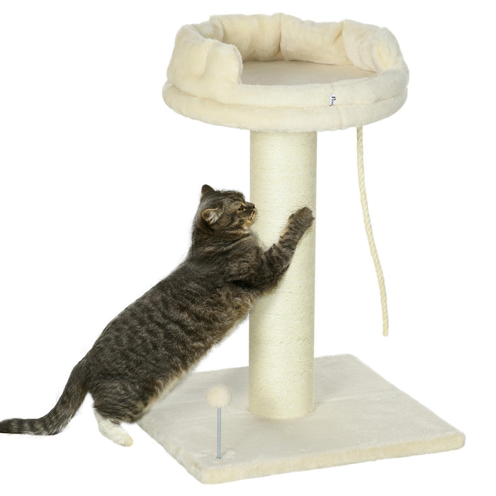 Cat Tree Playground - Sisal-Wrapped Scratching Post in Cream - Ideal for Cat Climbing & Scratching Needs