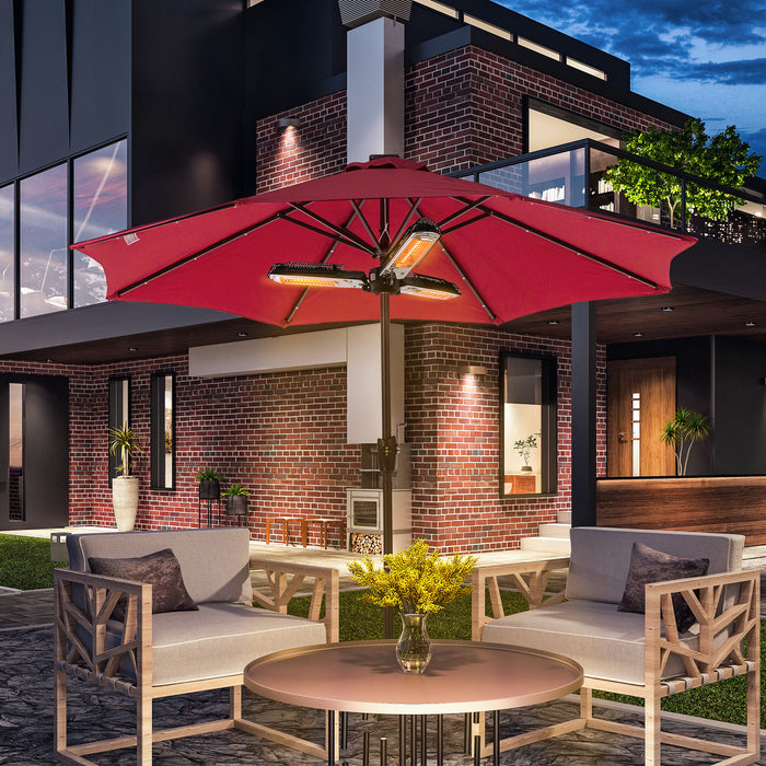 Electric Umbrella Parasol Infrared Heater - 2000W, Mounted, Gazebo Compatible, for Outdoor Patios - Ideal for Weatherproof Al Fresco Comfort