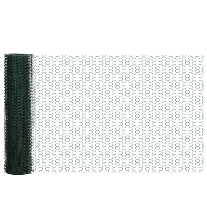 Foldable 1m x 25m PVC-Coated Chicken Wire Mesh - Durable Welded Garden Fencing Roll with Poultry Netting - Ideal for Rabbits, Ducks, Geese Protection in Dark Green