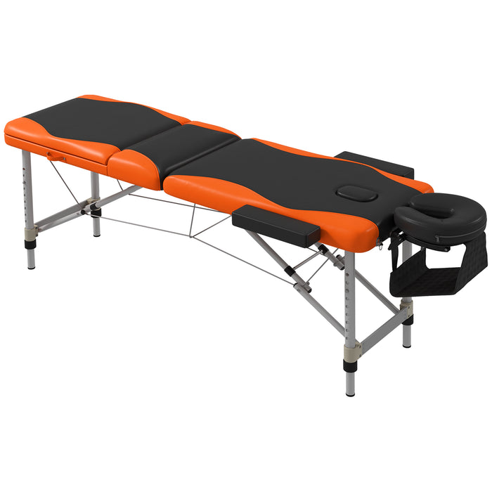 Foldable Massage Table - Professional Salon & SPA Facial Couch Bed, Black and Orange - Ideal for Therapists and Beauty Treatments