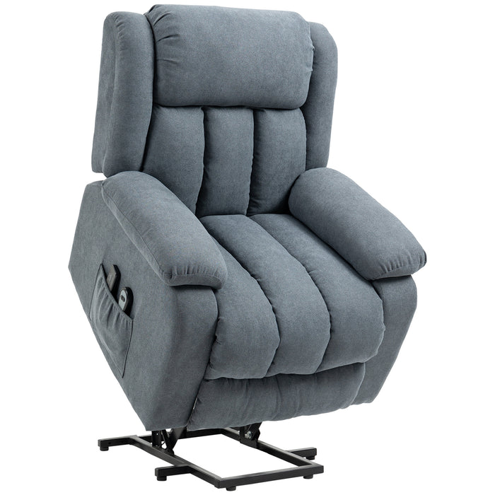 Extra-Large Heavy-Duty Lift Recliner Chair - Fabric Upholstered Power Riser with Remote Control and Side Pocket, Dark Grey - Comforting Seating Solution for Elderly and Limited Mobility Users