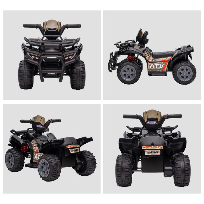 Kids Ride-On Quad ATV - 6V Battery-Powered Motorcycle with Real Working Headlights - Ideal for Toddlers 18-36 Months, Sleek Black Design