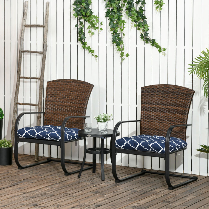 Chair Cushions - Set of 2 Blue Tufted Seat Pads with Ties for Indoor & Outdoor Use - Comfortable Garden Chair Enhancements