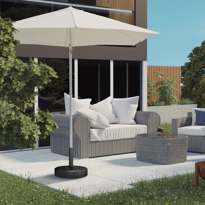 Heavy Duty 18kg Concrete Parasol Stand - 45cm Diameter with Rattan Effect - Secure Outdoor Patio Umbrella Base