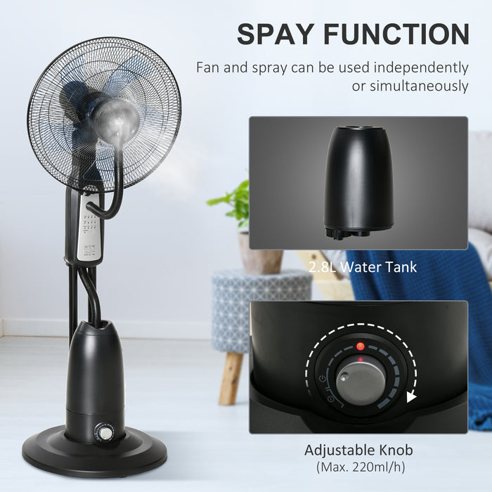 Pedestal Fan with Water Mist Feature - Humidifying 3-Speed Standing Fan, 2.8L Tank, Timer & Remote Control - Ideal for Cooling and Comfort in Dry Climates