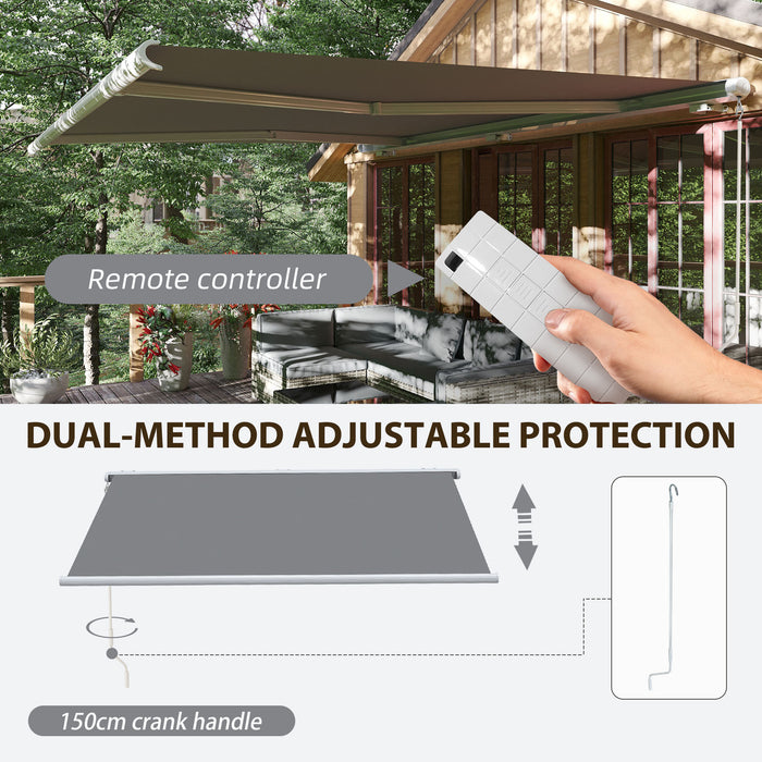 Full Cassette Electric/Manual Retractable Awning 4x3m - UV Protection Patio Door & Window Canopy with Remote - Shade Solution for Outdoor Comfort