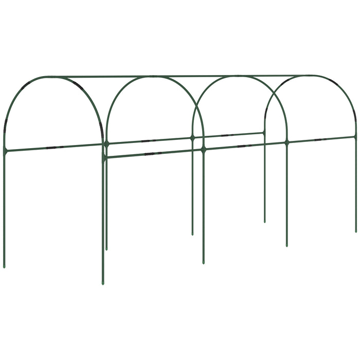 4-Hoop Tunnel Tomato Greenhouse with Top Tap - Pointed Bottom Design with Guy Ropes for Stability - Clear Cover for Optimal Plant Growth Conditions