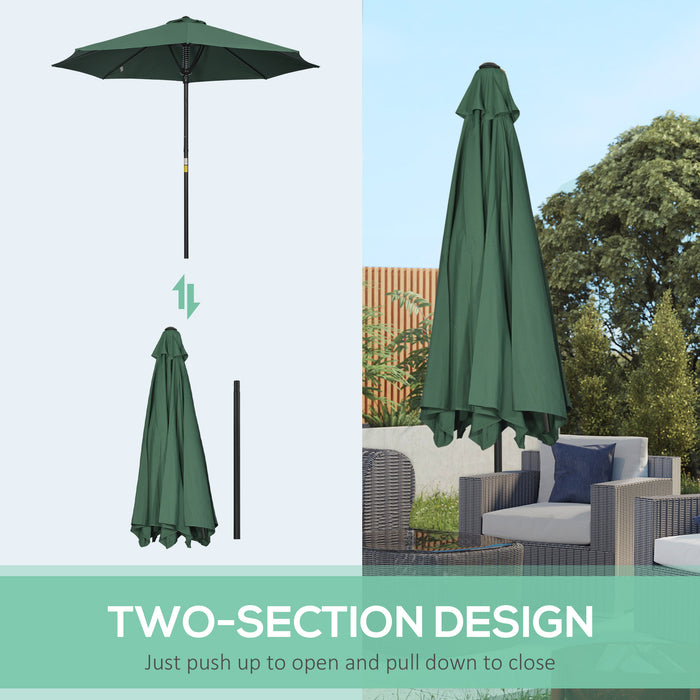 Outdoor Market Table Umbrella with 8 Ribs - Durable Garden Parasol Sun Shade Canopy in Green - Ideal for Patio Relaxation and UV Protection