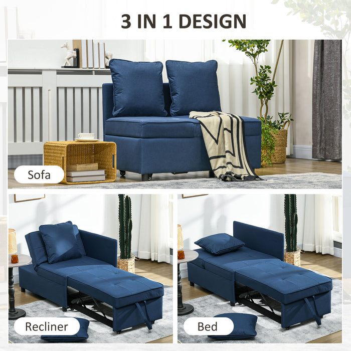 Convertible Chair Bed - 3-in-1 Multi-Functional Sleeper with 5-Level Adjustable Backrest and Thick Cushioning - Space-Saving Recliner Loveseat Perfect for Guests