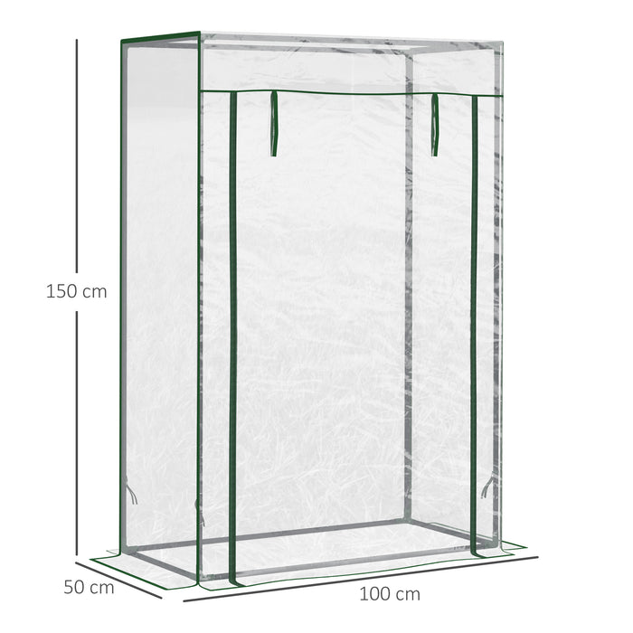 Greenhouse with Steel Frame and PVC Cover - 100x50x150cm, Transparent Roll-up Door Design - Perfect for Backyard, Balcony, and Garden Gardening Needs