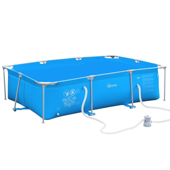 Outsunny Above Ground Pool - Rust-Resistant Frame Pool with Filter Pump & Reinforced Sidewalls - Family-Sized Outdoor Swimming Pool, Blue 315x225x75cm