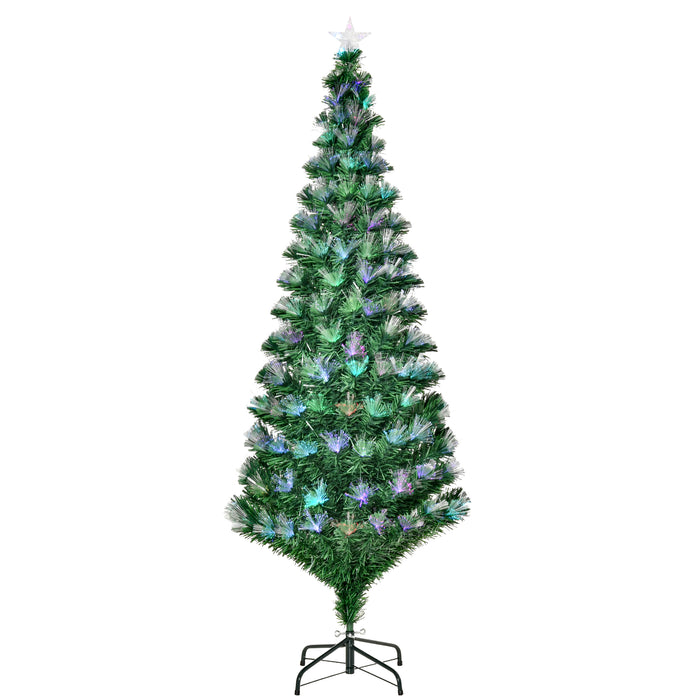 6ft Fiber Optic Artificial Christmas Tree - Pre-Lit with Colorful LED Lights and Flash Mode - Ideal Home Holiday Decoration for Festive Atmosphere