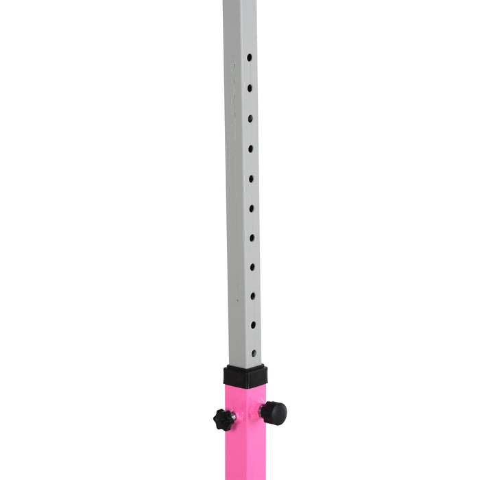 Adjustable Steel Frame Gymnastics Horizontal Bar for Kids - Sturdy and Safe Pink Training Equipment - Ideal for Aspiring Young Gymnasts